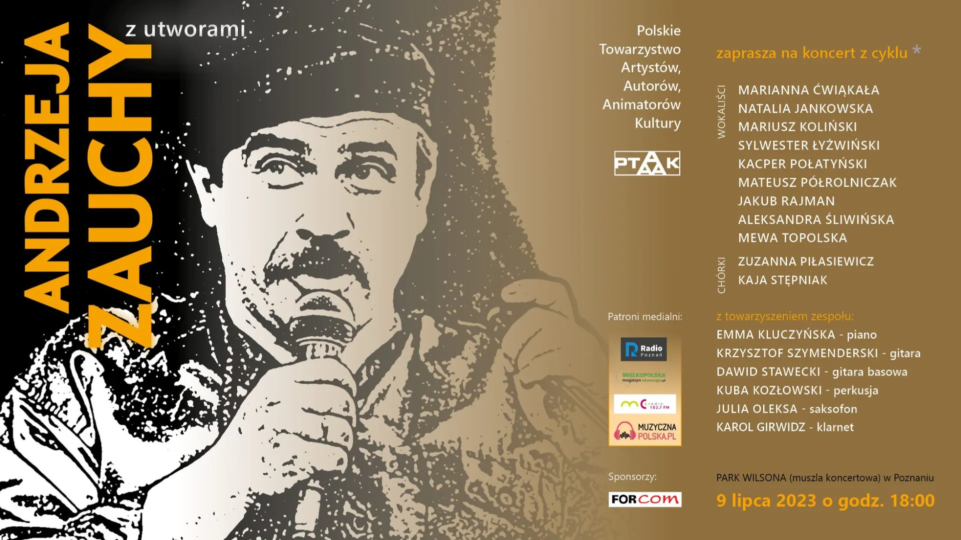 Plakat promujący koncert 9 lipca.