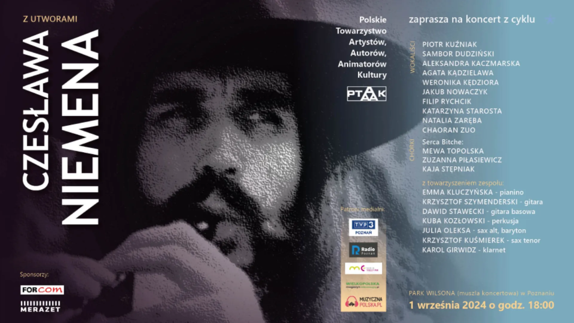 Koncert z utworami Czesława Niemena odbędzie się 1 września 2024 roku o 18.00.